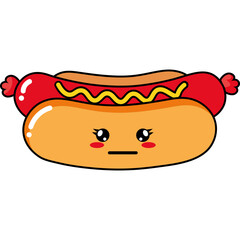 Cute Cartoon Hot Dog Character Illustration