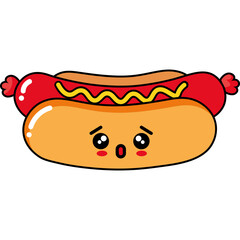 Cute Cartoon Hot Dog Character Illustration