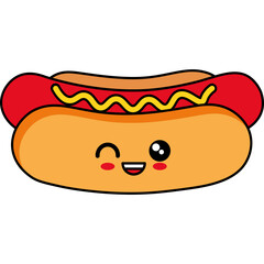 Cute Cartoon Hot Dog Character Illustration
