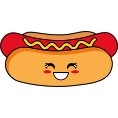 Cute Cartoon Hot Dog Character Illustration