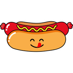 Cute Cartoon Hot Dog Character Illustration