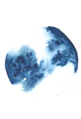 Abstract Watercolor Circle Painting on White Background