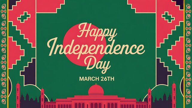 Victory day celebration with bangladesh flag and stars - Powered by Adobe