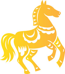 Chinese New Year 2026, the year of the Horse, red and gold line art characters, simple hand-drawn Asian elements with craft (Chinese translation: Happy Chinese New Year 2026, year of the Horse)