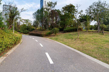 Empty urban road and buildings in the city