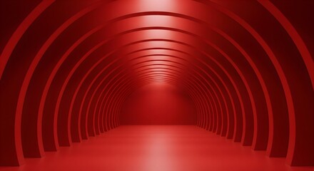 Abstract Red Archway: A 3D Rendering of Overlapping Curves