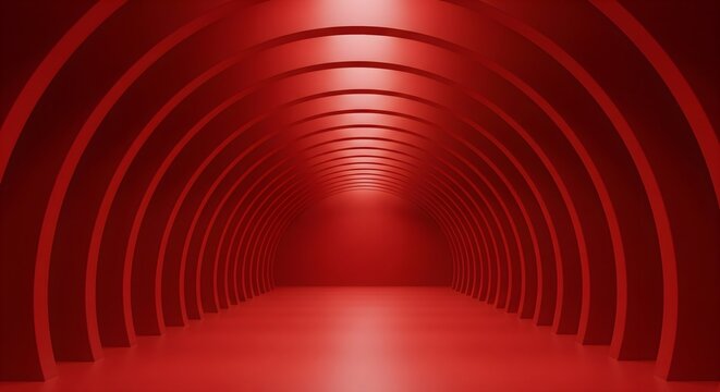 Abstract Red Archway: A 3D Rendering of Overlapping Curves - Powered by Adobe