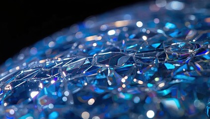 Detailed macro shot showcases a shimmering, crystalline structure with a captivating geometric pattern.