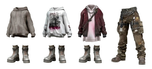 Edgy Urban Fashion Collection Featuring Stylish Hoodies, Pants, and Boots
