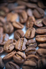 Close-up of freshly roasted coffee beans