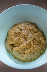 Close-up of homemade mint cookies dough before baking