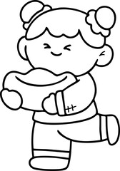 Chinese New Year 2026, the year of the Horse, red and gold line art characters, simple hand-drawn Asian elements with craft (Chinese translation: Happy Chinese New Year 2026, year of the Horse)