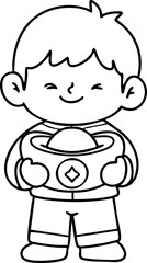 Obraz premium Chinese New Year 2026, the year of the Horse, red and gold line art characters, simple hand-drawn Asian elements with craft (Chinese translation: Happy Chinese New Year 2026, year of the Horse)