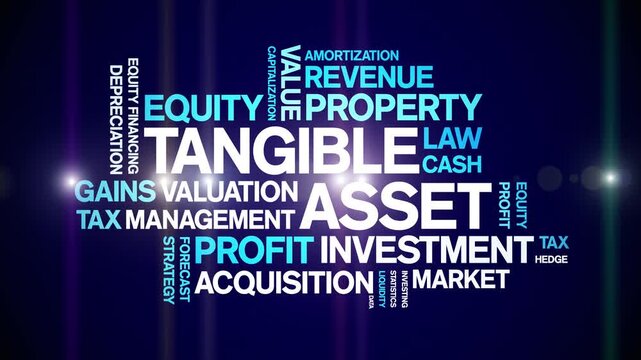 Tangible Asset animated word cloud-text design animation tag kinetic typography seamless loop.