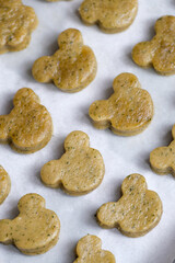 Close-up of molded mint cookies before baking