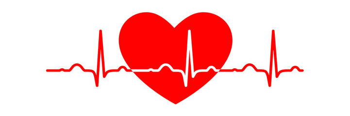 Heartbeat ECG Line Pulse Medical Graph Illustration on Transparent Background