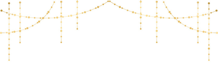  Gold Metallic Garland String Dots Bunting Design on Transparent Background

