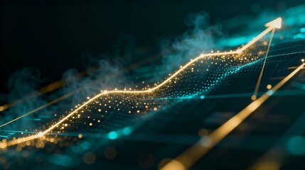 Abstract Economic Growth Upward Trend with Dotted Line