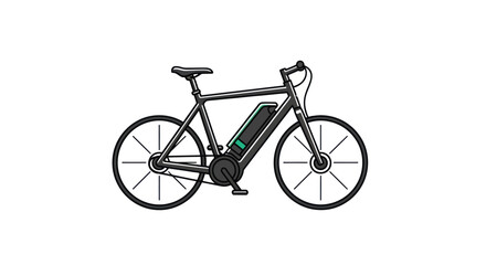 Fototapeta premium Sleek black electric bicycle with integrated battery pack and modern design.