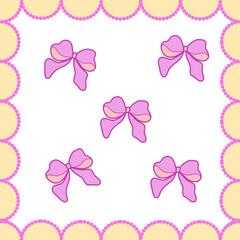 Set of pink ribbon bows in a decorative vector design