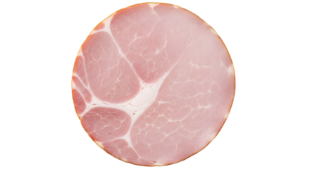 Single slice of cooked ham meat isolated on transparent background