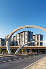 Empty urban road and buildings in the city