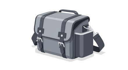 A modern grey utility messenger bag with a shoulder strap handle and buckle closures.