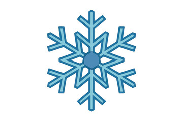 Fototapeta premium Snowflake vector illustration depicting cold winter weather, ice, and frozen concepts. Icon displaying a classic crystal shape