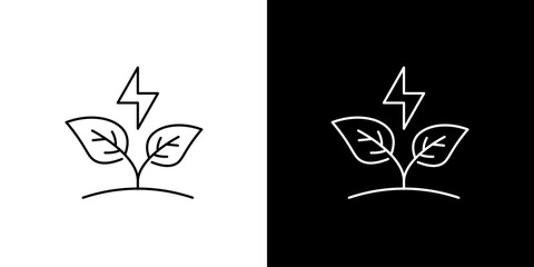 Bioenergy and renewable green power concept represented by a plant sprout with an electricity symbol line icon