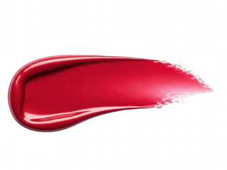 Vibrant red glossy lipstick or lip gloss smear swatch isolated on transparent background for cosmetic product beauty advertisement