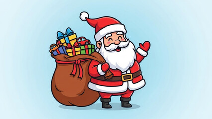 Cartoon santa claus with gifts vector illustration christmas holiday season celebration drawing happy new year art