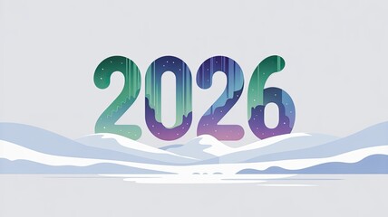 Year 2026 date design with blue and purple winter style