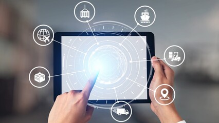 Global shipping icons show transport, logistics, and cargo delivery. Global shipping connects supply chain, global shipping management, and worldwide goods distribution. Gist
