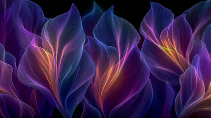 Abstract Neon Floral Design with Vibrant Colors and Light Effect