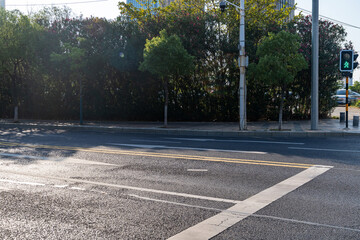Empty urban road and buildings in the city