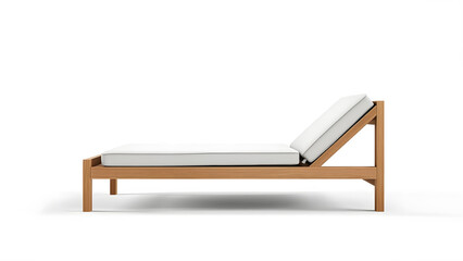 A minimalist, modern chaise lounge with a sleek wooden frame