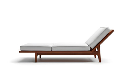 A minimalist, modern chaise lounge with a sleek wooden frame