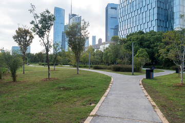 spring park and modern city