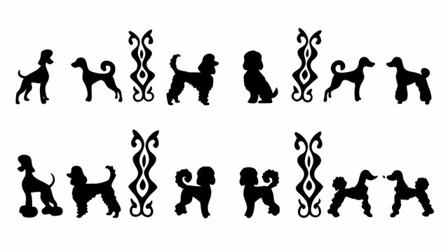 Elegant poodle silhouette pattern, ideal for stylish pet designs, branding, and upscale dog-themed products, vector graphic for seamless applications