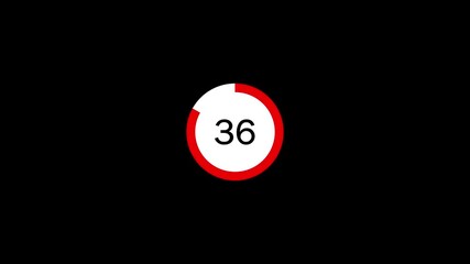 43 Seconds Countdown Timer Animation.Countdown timer from 43 to 0 seconds real time. Animated number 43 countdown graphic on black background with modern minimalist design.