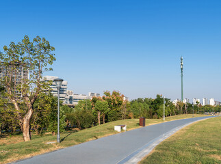 walkway in the modern city