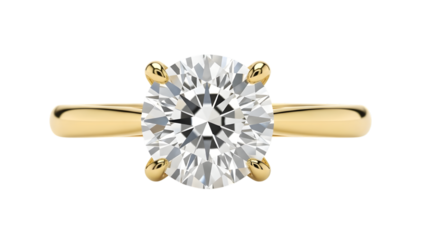 Elegant oval cut diamond ring with gold band isolated on transparent background