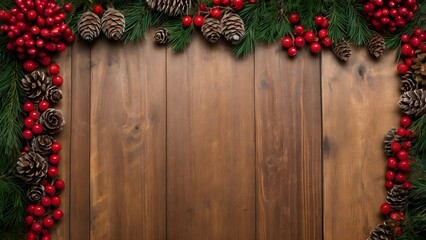 christmas decoration on wooden background, Rustic Wood Christmas Decor