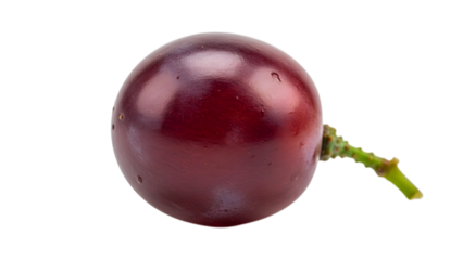 Single red globe grape close up isolated on transparent background