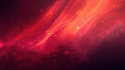 Dynamic and abstract design showcases flowing, ethereal patterns of crimson and fiery orange hues, forming a vibrant composition of light and shadow, with bokeh effects enhancing the dreamy...