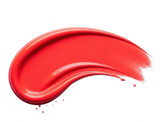 Vibrant red lipstick or lip gloss smear swatch isolated on transparent background for cosmetic beauty product advertisement or makeup sample