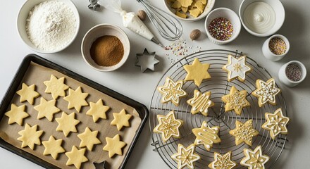 Epiphany star cookies baking on table, fresh cookies bring holiday joy