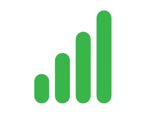 Green signal strength bar icon isolated on white background