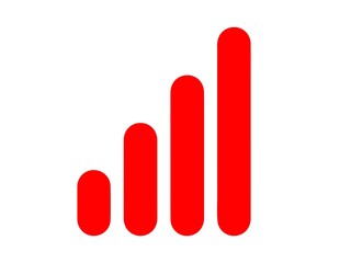 Red signal strength bar icon isolated on white background