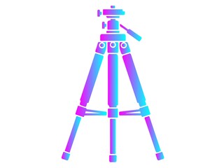 Gradient silhouette of a camera tripod isolated on white background